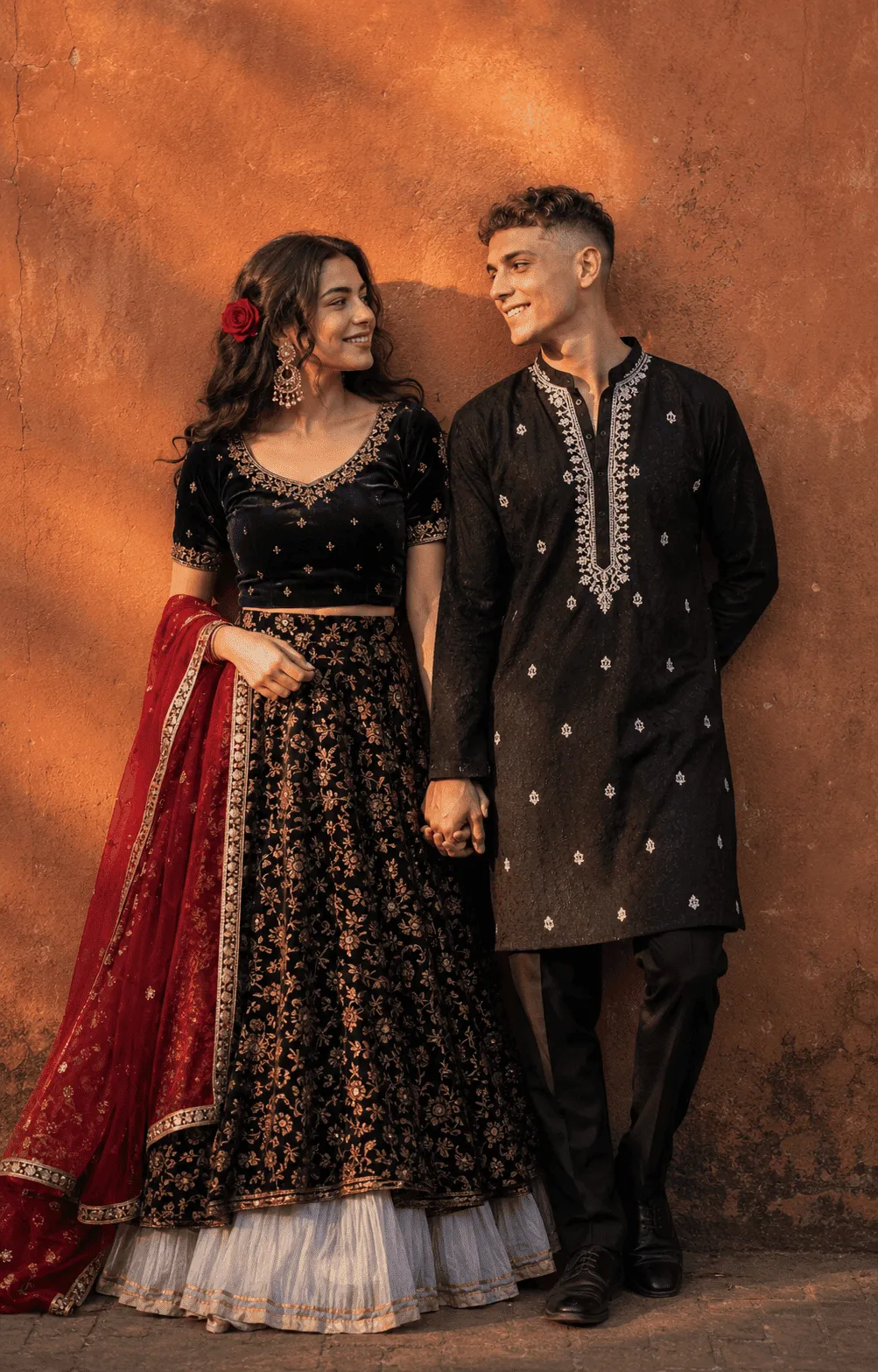 Golden Hour Love In Traditional Attire Prompt